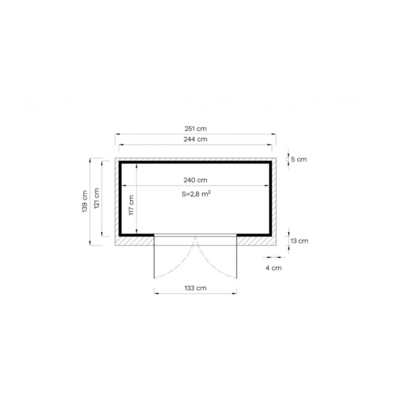 Abri de jardin bois Midway – 244 x 121 cm – Image 3