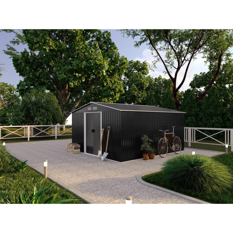 Abri de jardin en acier galvanisé gris 12,5 m² – Image 5