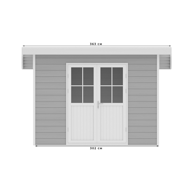 Abri de jardin composite SINTRA – 9 m2 gris clair – Prix usine – DESTOCKAGE – Image 4